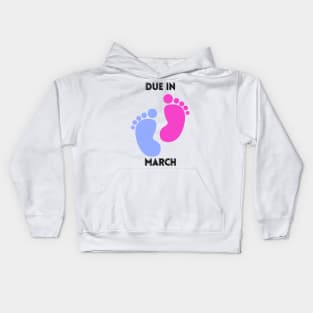 Due in March Mom to Be Baby Footprints Kids Hoodie